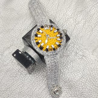 Crochet Watch Silver Yellow