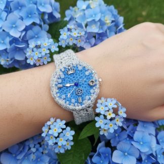 Crochet Watch Silver Blue