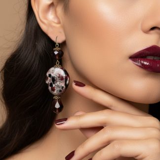 Burgundy Mood set of earrings and bracelet