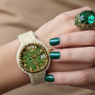 Crochet Watch Gold Green